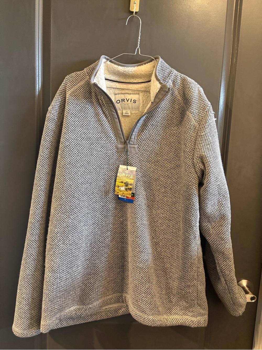 Orvis Men's Light Gray Half-Zip Textured Pullover